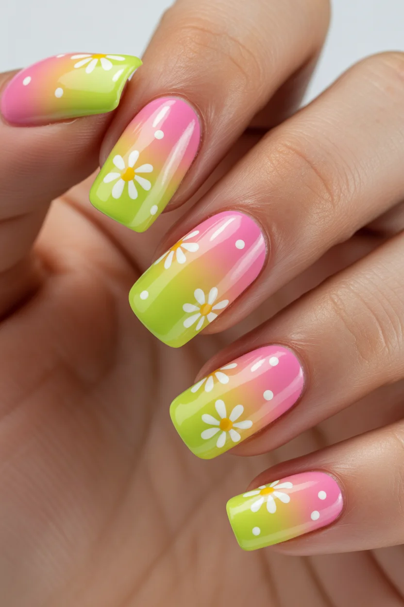 best spring nails simple 2026 pastel gradient flowers 9