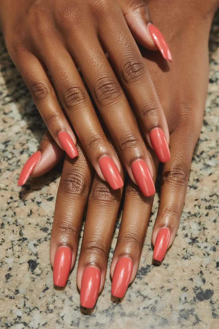 best spring short nails 2026 Glossy Coral Minimalism That Defines Spring Short Nails Colors