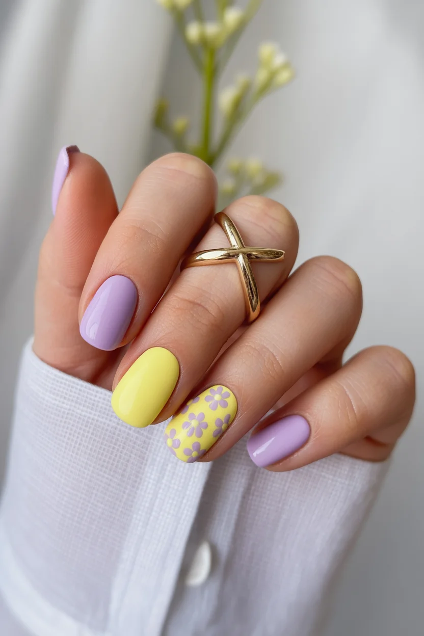 best spring short nails 2026 Playful Pastel Mix for Cute Spring Short Nails Colors 2026