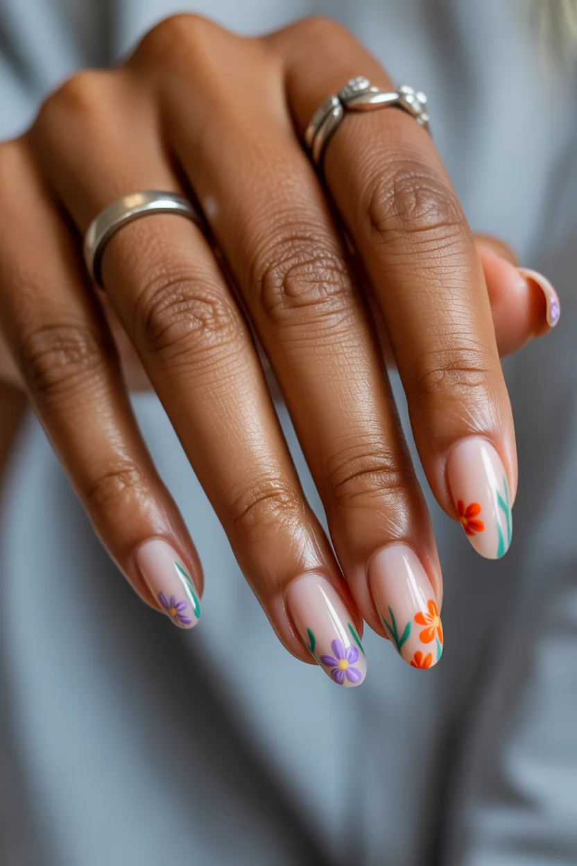 best spring short nails 2026 Delicate Wildflower Details for Early Spring Short Nails Inspo