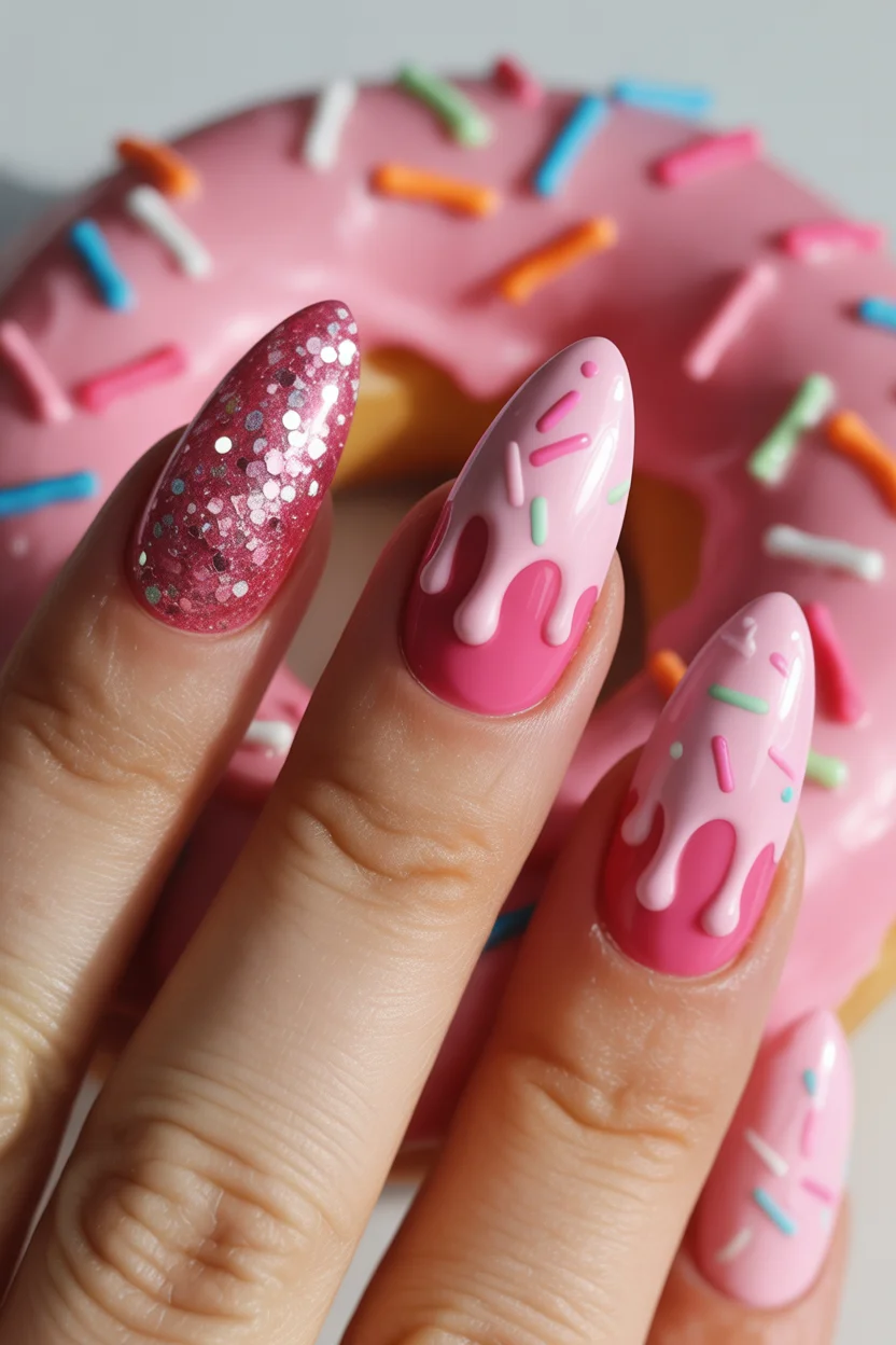 best spring stiletto nails 2026 candy sprinkle stiletto manicure
