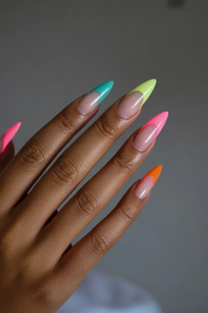 best spring stiletto nails 2026 minimal colorful stiletto french tips