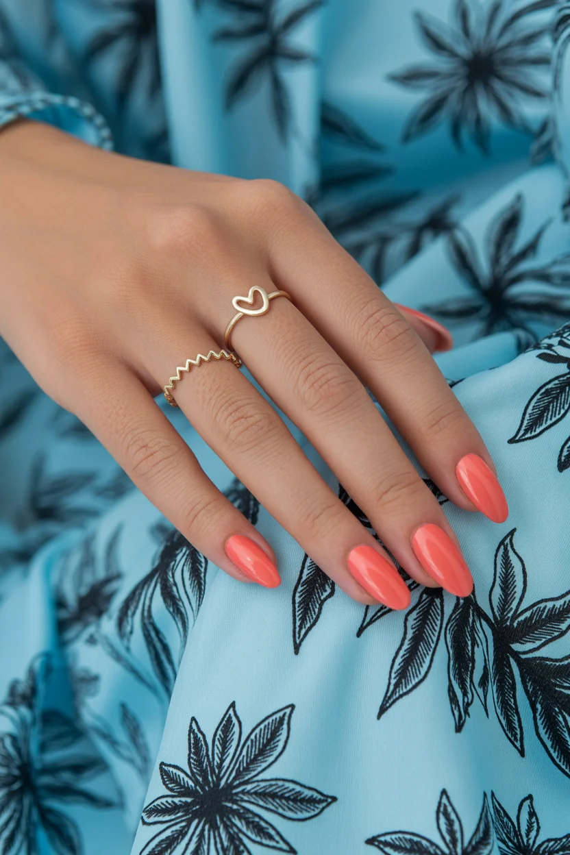 best spring vacation nails 2026 coral almond glow