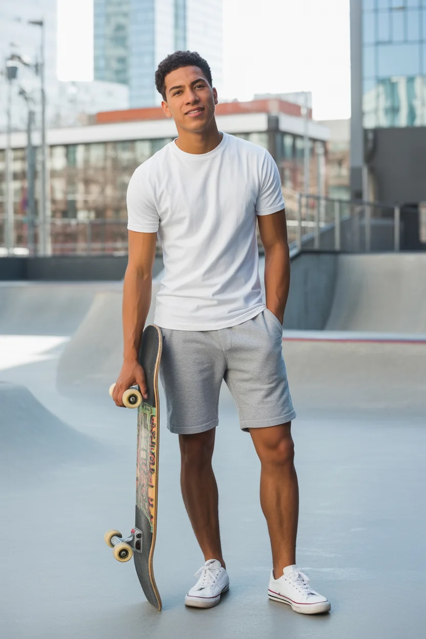 casual summer outfits men 2026 Clean White Tee And Soft Athletic Shorts Revival