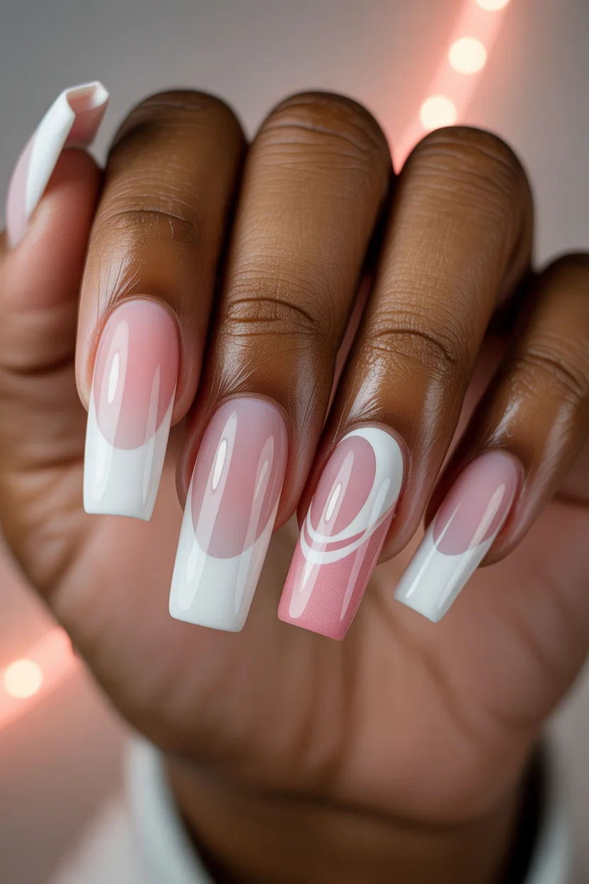best spring nails square ideas 2026 modern white and blush french twist