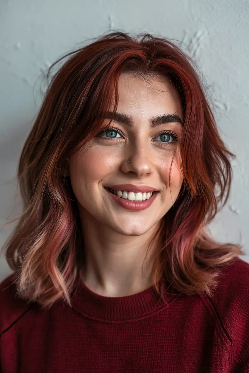 cozy spring maroon hair color trends 2026 Warm Copper Maroon Blend With Soft Layered Texture 14