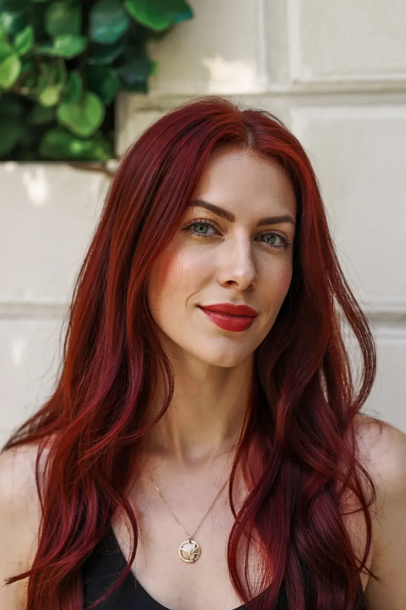 cozy spring maroon hair color trends 2026 Glossy Cherry Maroon With Soft Natural Movement 19