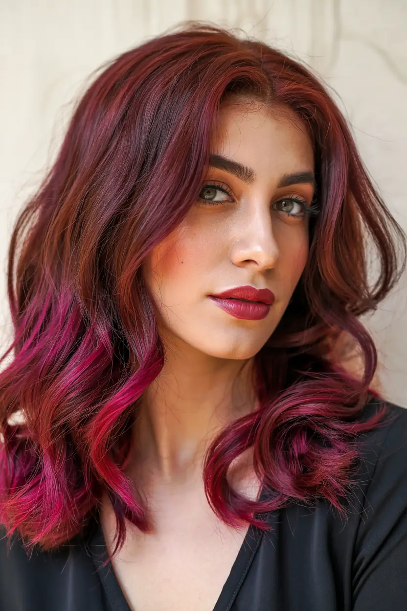 cozy spring maroon hair color trends 2026 Bright Cherry Maroon Dimension With Modern Texture 8