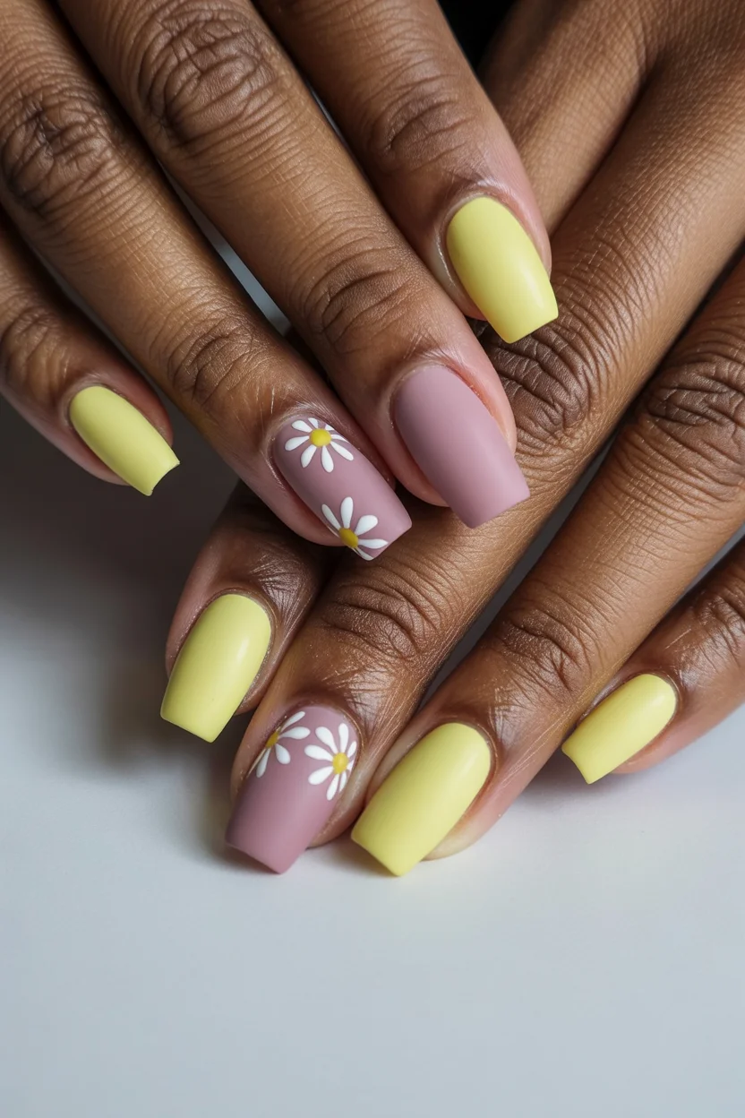 cute spring coffin nails 2026 blush yellow coffin nails simple design