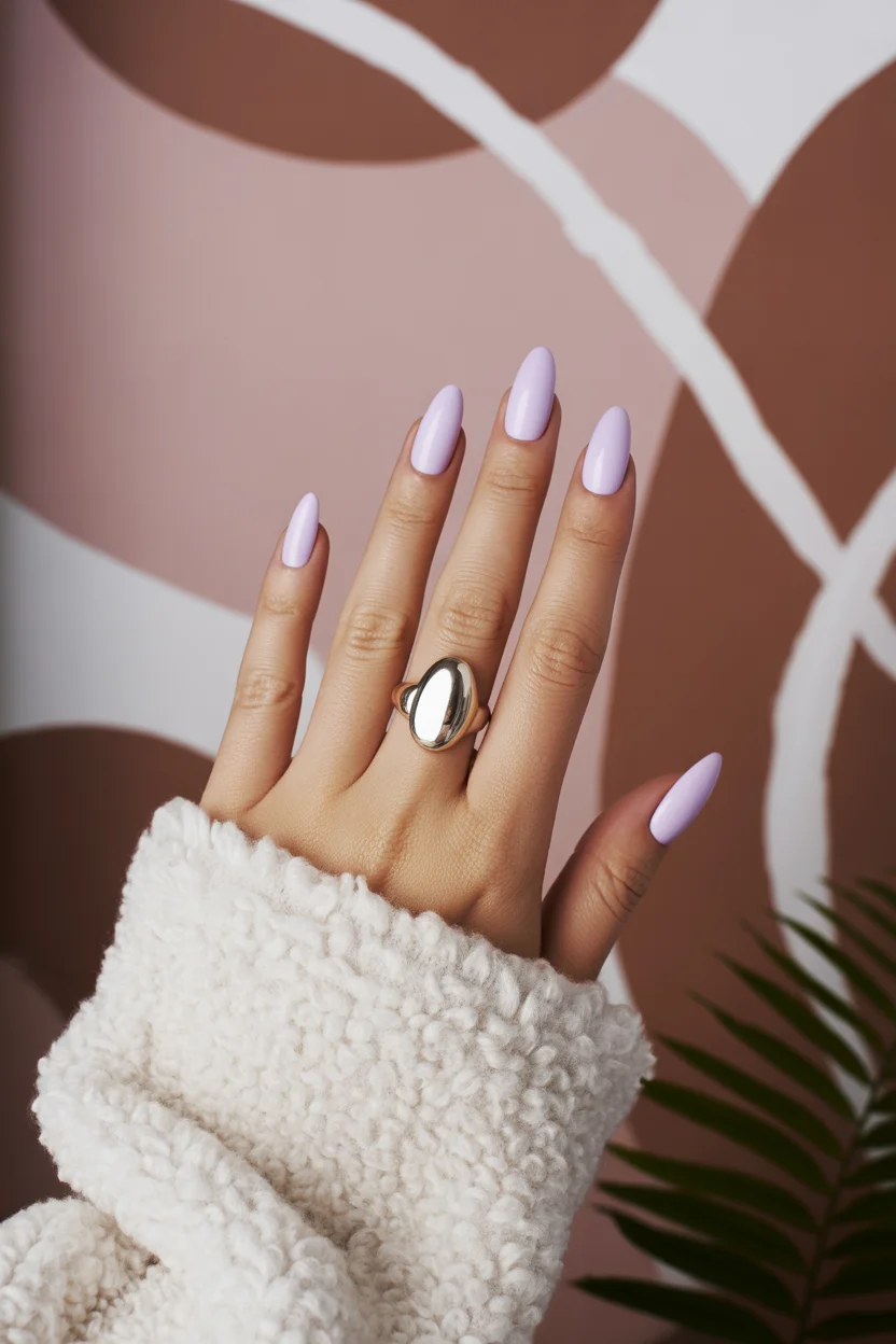 cute spring nails for dark skin 2026 Soft Lilac Almond for Modern Minimal 17