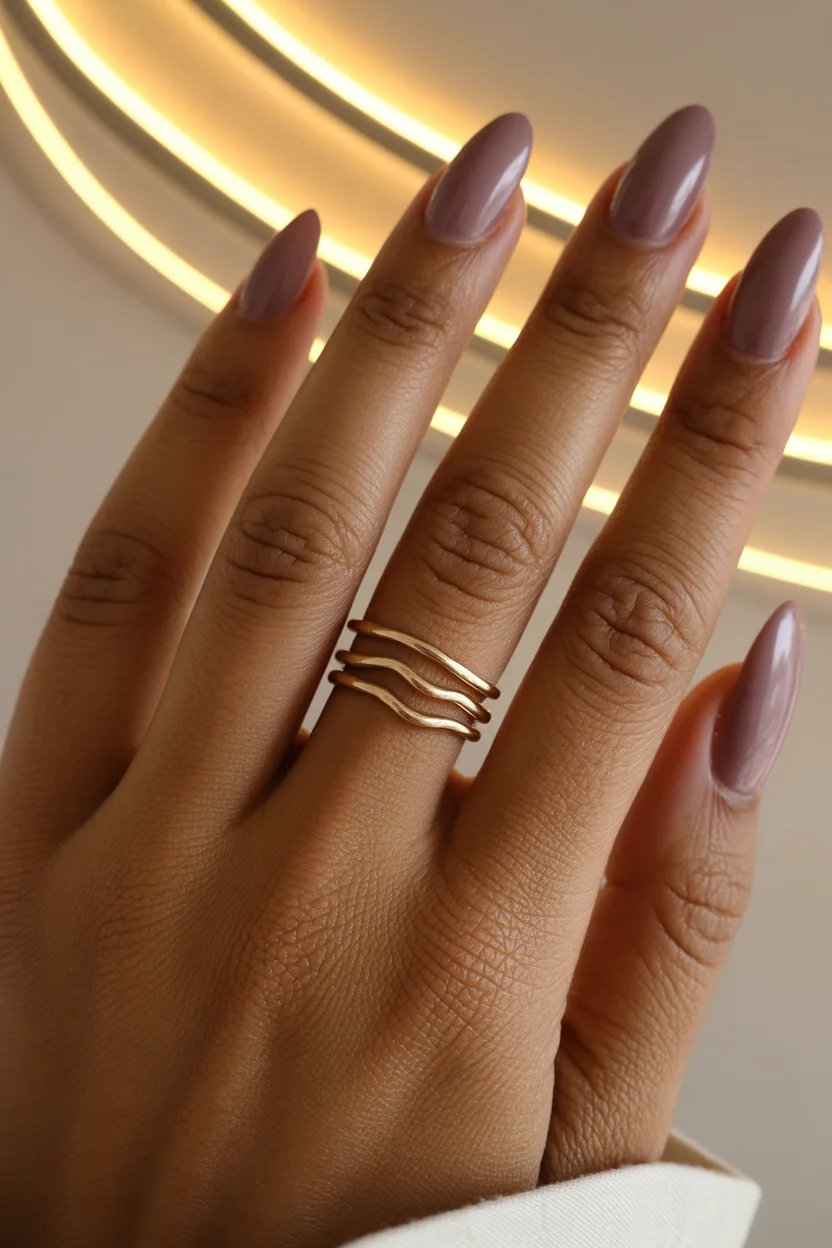 cute spring nails for dark skin 2026 Muted Mauve Almond for Elevated Everyday 6