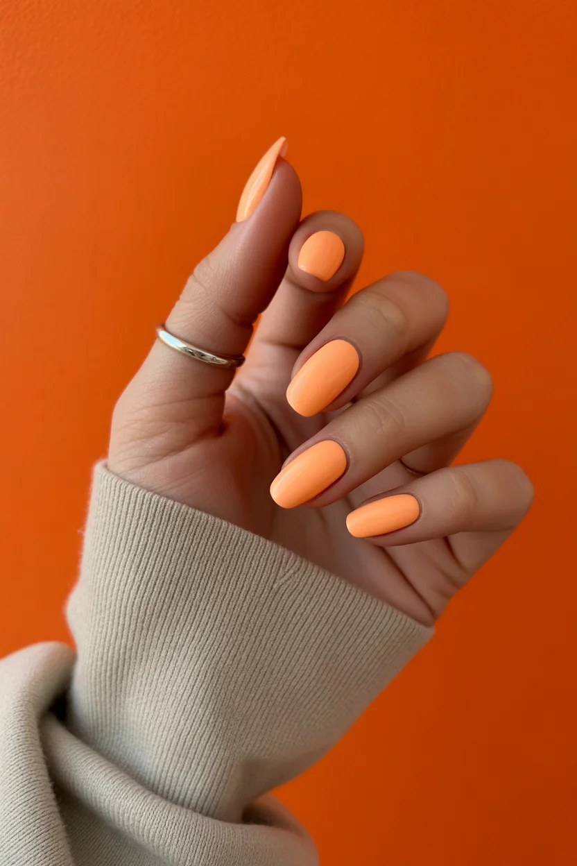 cute spring nails for dark skin 2026 Neon Peach Statement for Bold Color Lovers 9