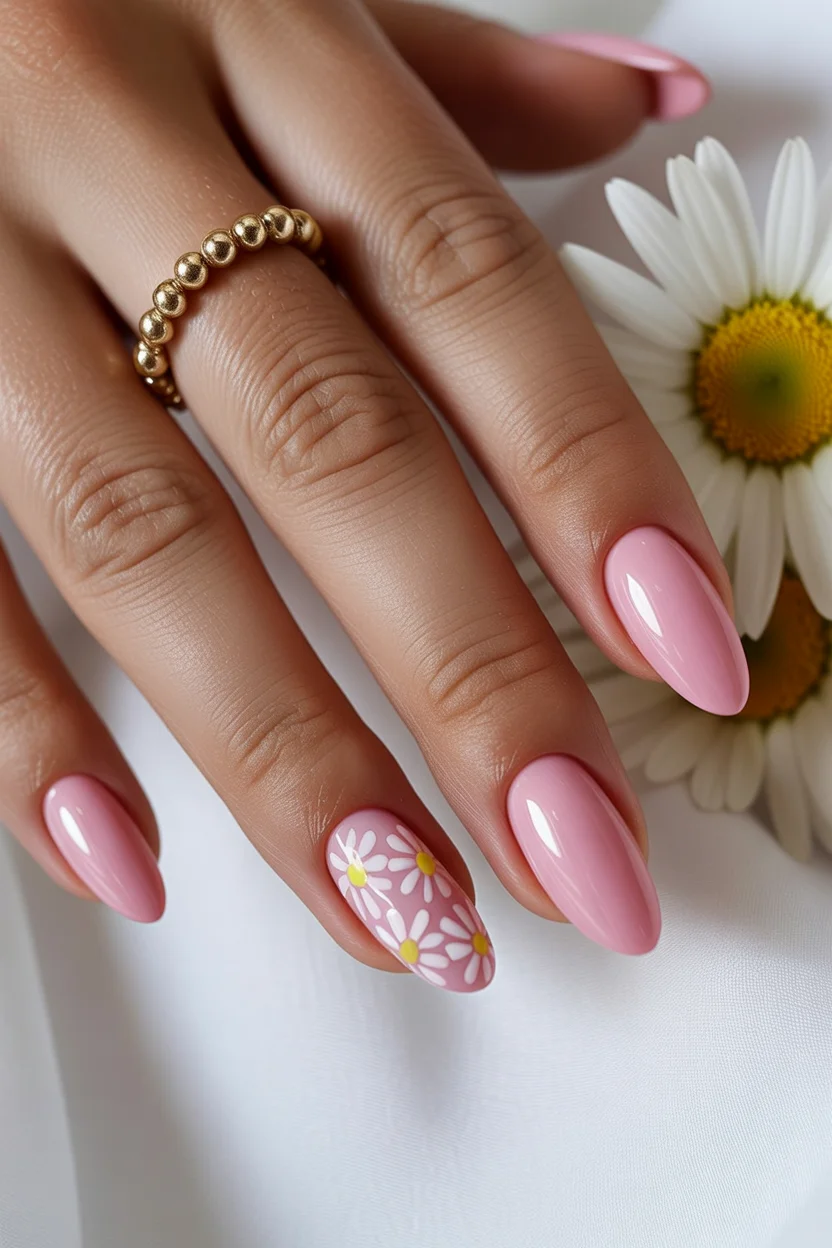 cute spring oval nails 2026 soft pink floral 7