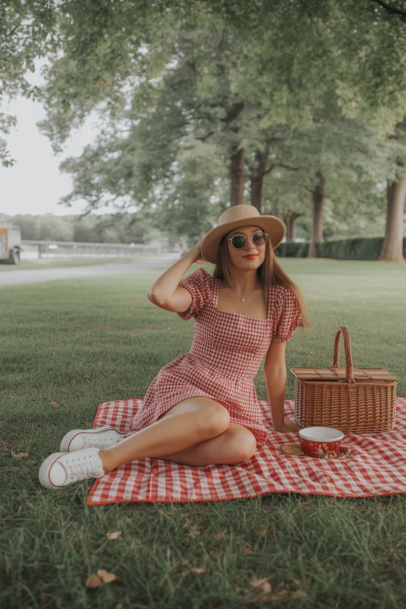 cute summer outfits for teens 2026 Gingham Picnic Dress With Retro Charm