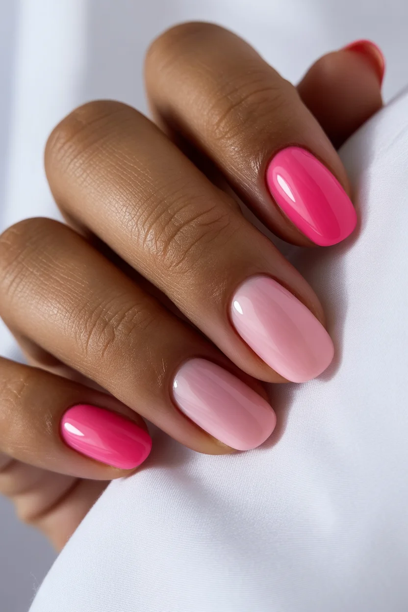 elegant pink spring nails 2026 pink gel glossy manicure
