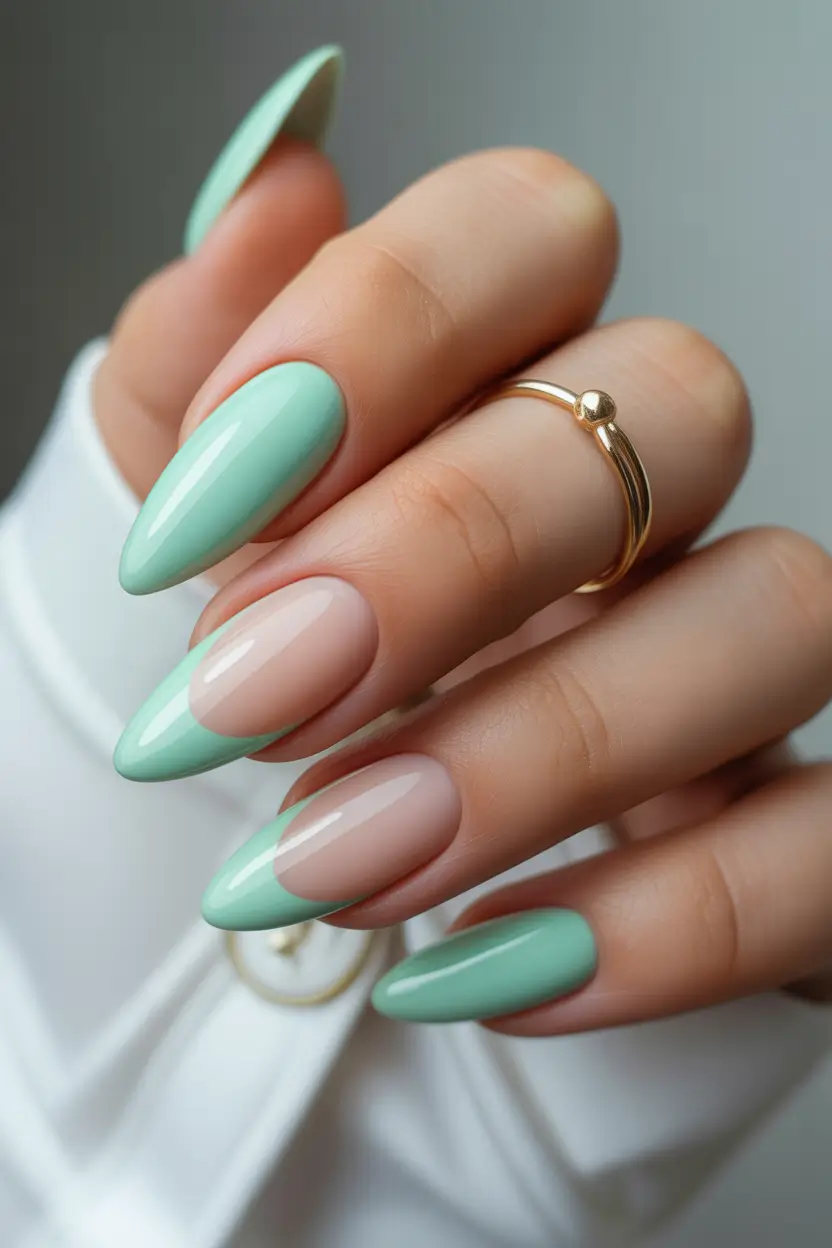 spring almond nails 2026 mint french minimalism 15