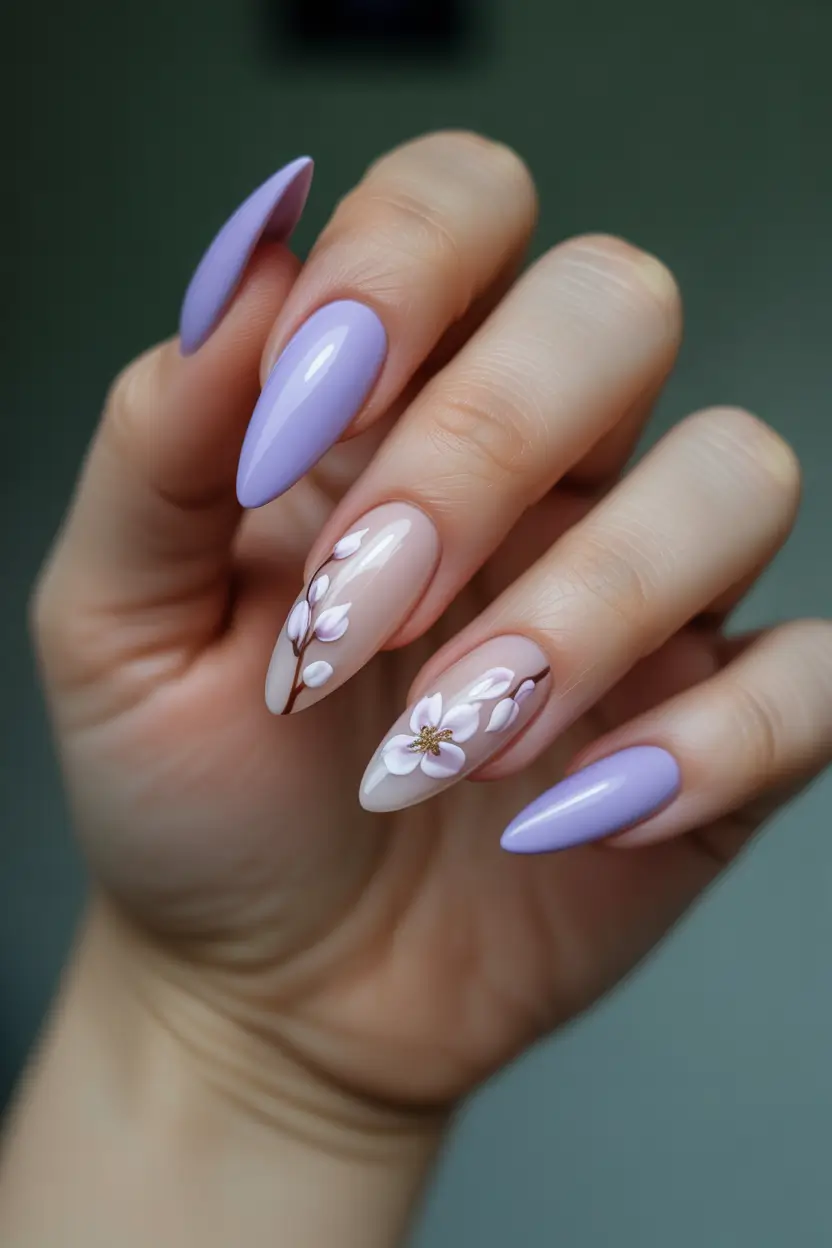 spring almond nails 2026 lavender blossom accent almond 17