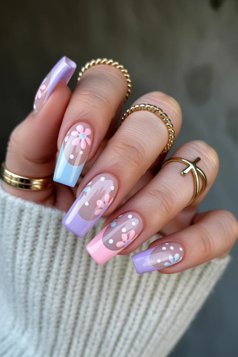 elegant spring ballerina nails 2026 pastel french ballerina nails with floral art