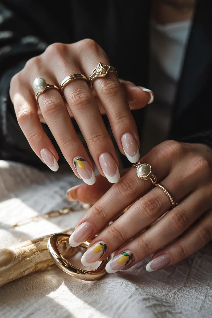 elegant spring french tip nails 2026 Elegant Lemon Accent French For Soft Spring Style 10