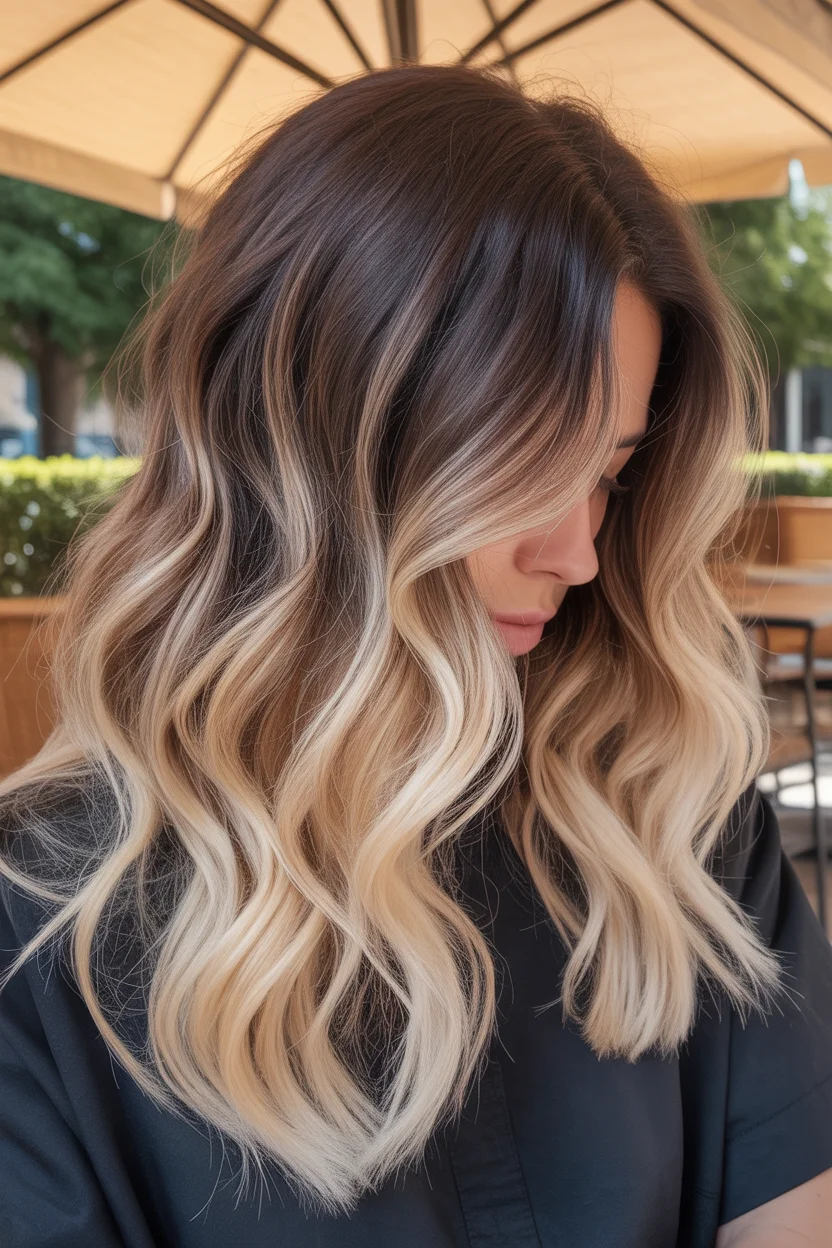 May Hair Color Ideas 2026 High Contrast Blonde Melt for Bold Brunettes 11