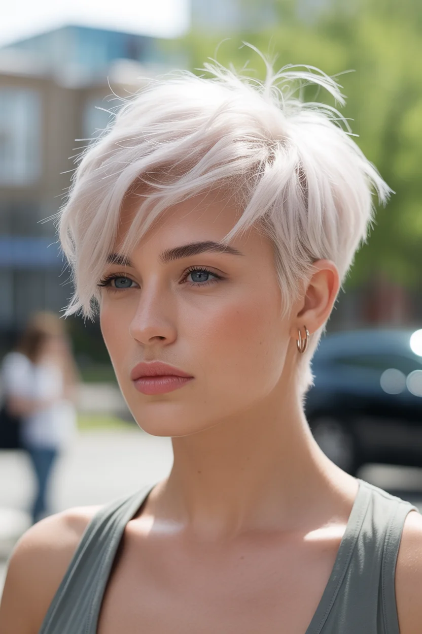 May Hair Color Ideas 2026 Platinum Pixie Power for a Fearless Short Reset 16