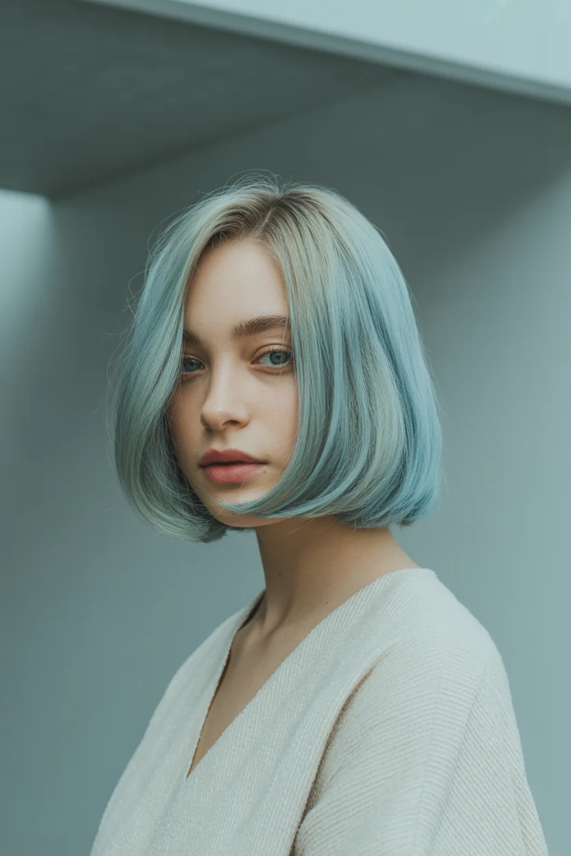 May Hair Color Ideas 2026 Soft Aqua Bob for Trendy Cool Girl Energy 17