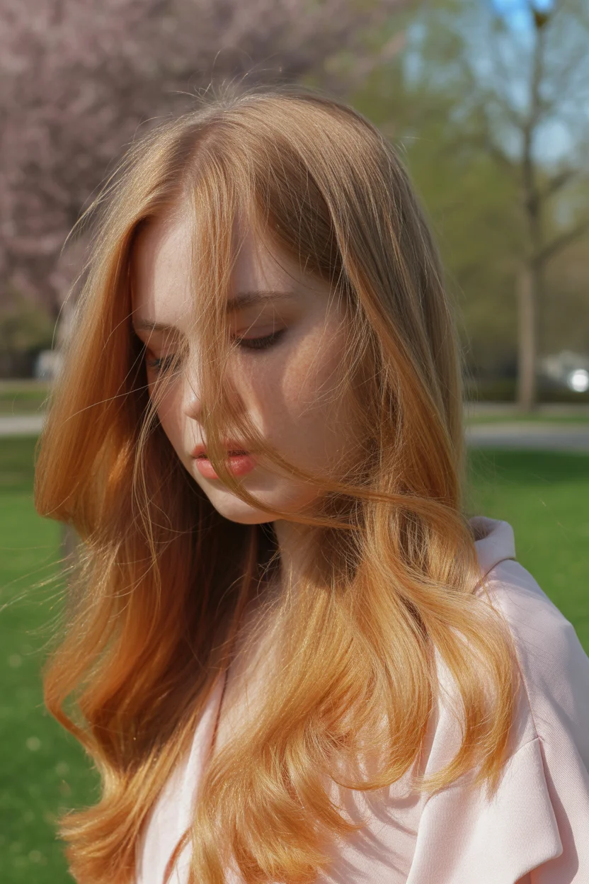 May Hair Color Ideas 2026 Golden Apricot Layers for Luminous Summer Warmth 20