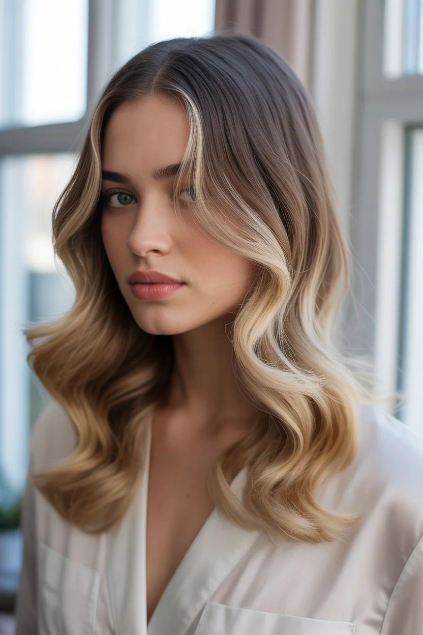 May Hair Color Ideas 2026 Soft Blonde Balayage with Classic Long Waves
