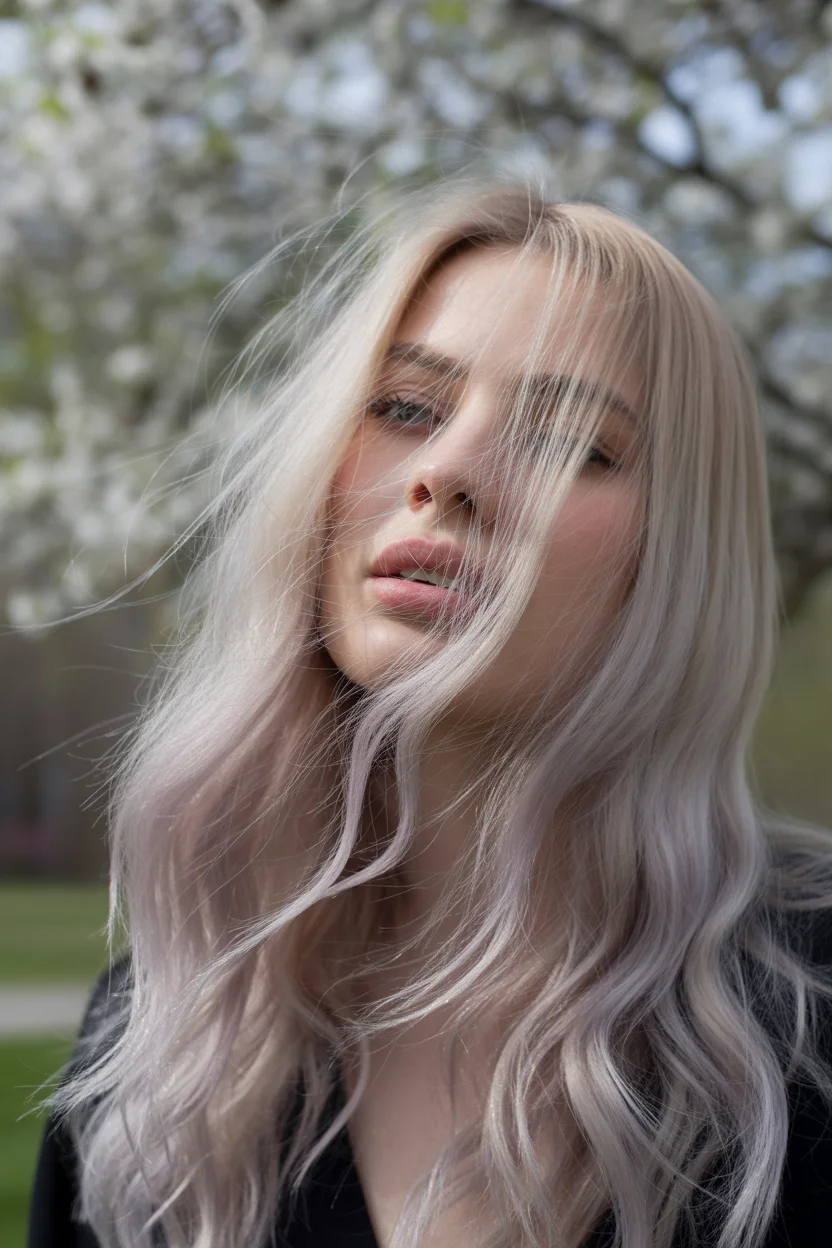May Hair Color Ideas 2026 Cool Pearl Blonde with Soft Spring Movement 6