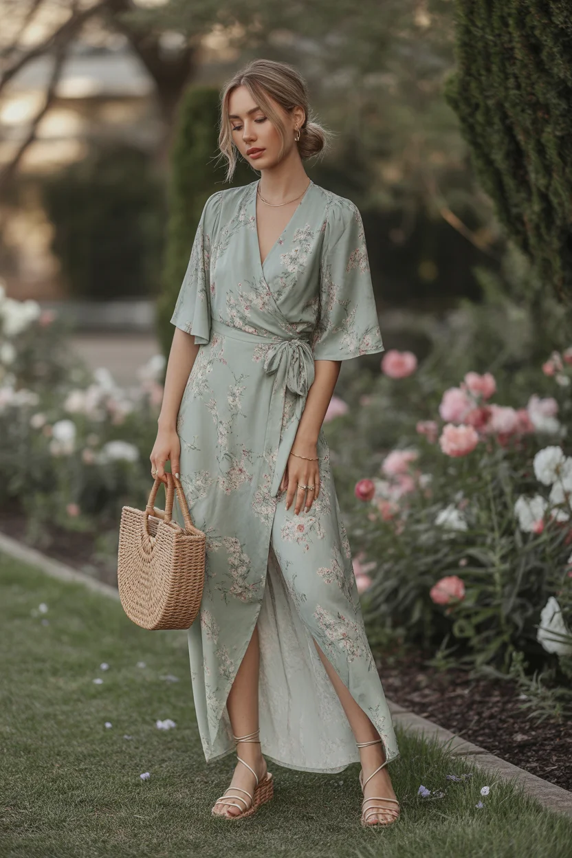 May outfits ideas 2026 Floral Wrap Maxi with Garden Energy 20