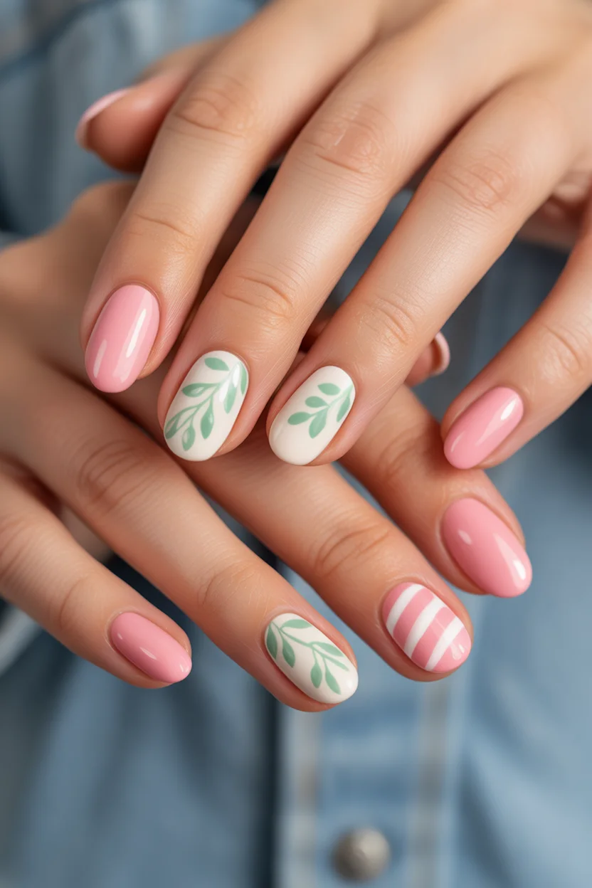 modern spring wedding nails 2026 pink botanical guest manicure 14