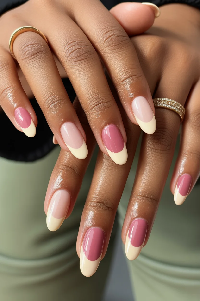 modern spring wedding nails 2026 soft pink and ivory french mix for bridesmaids and guests