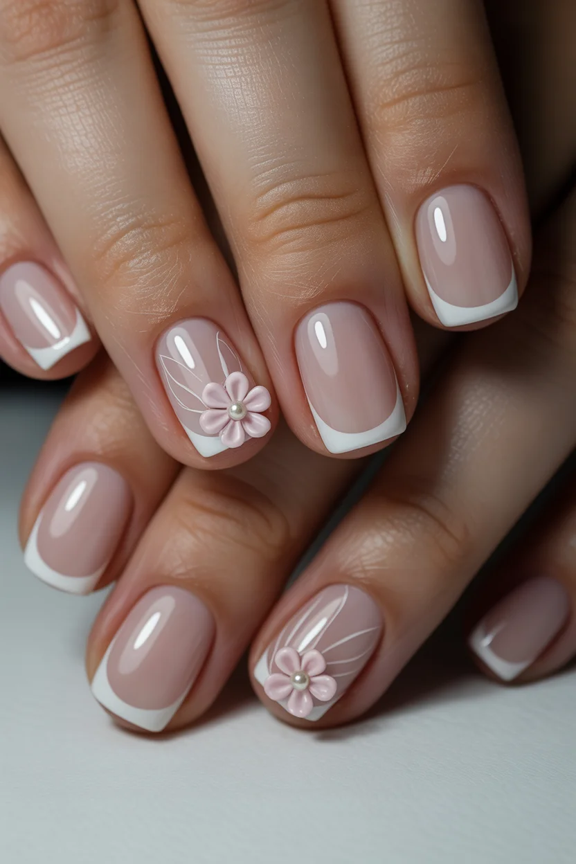 modern spring wedding nails 2026 soft pink short french bride square 6