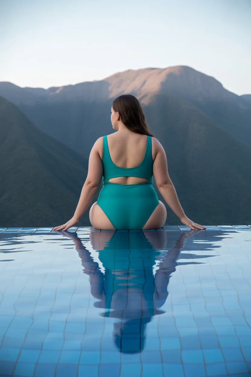 plus size swimsuit Summer 2026 Emerald Back Cut Out One Piece with Minimal Drama 16