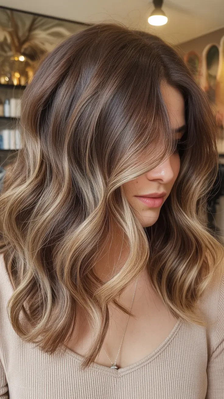 soft spring dark blonde hair color inspiration 2026 layered mocha dark blonde with soft ribbons of light