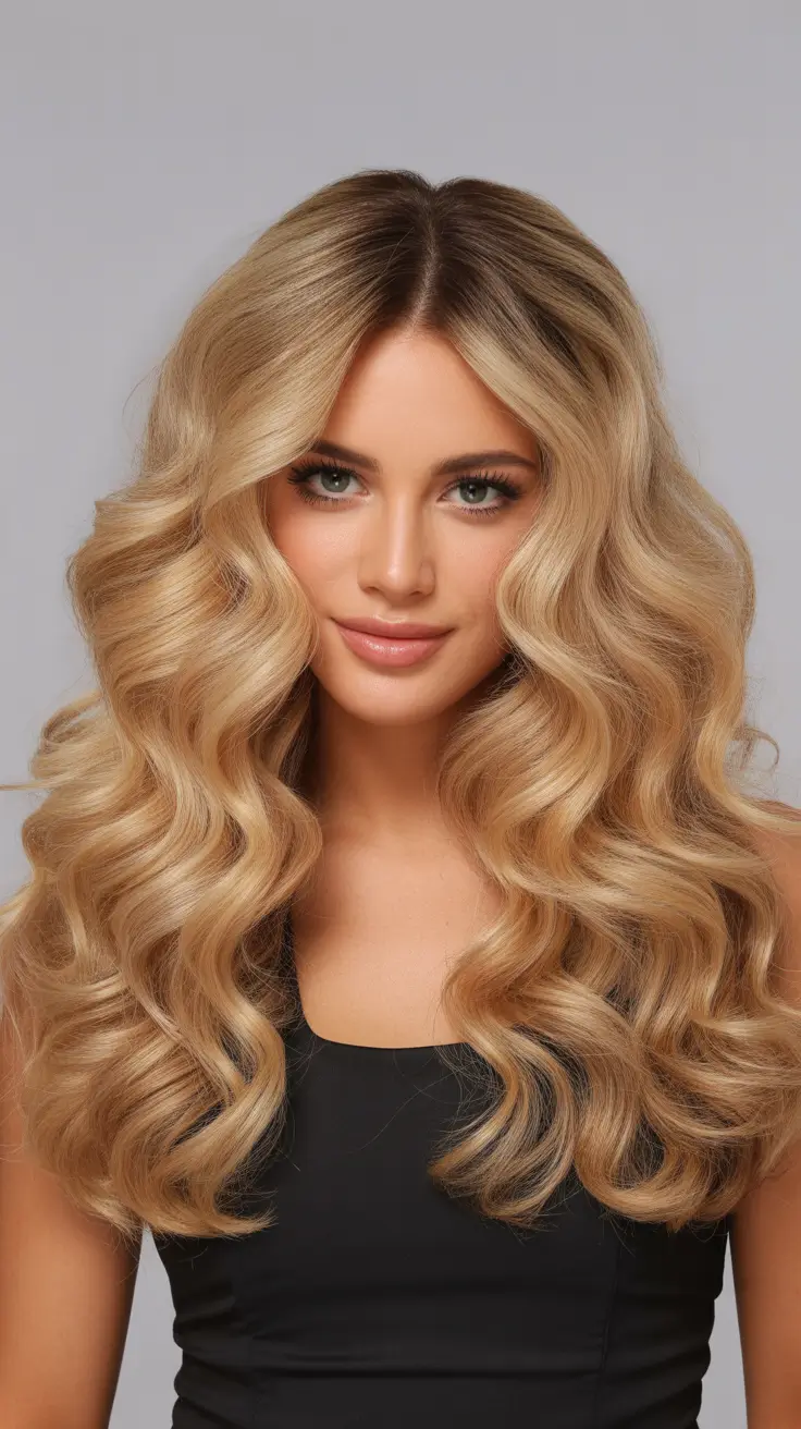 soft spring dark blonde hair color inspiration 2026 honey silk dark blonde with voluminous glam 15