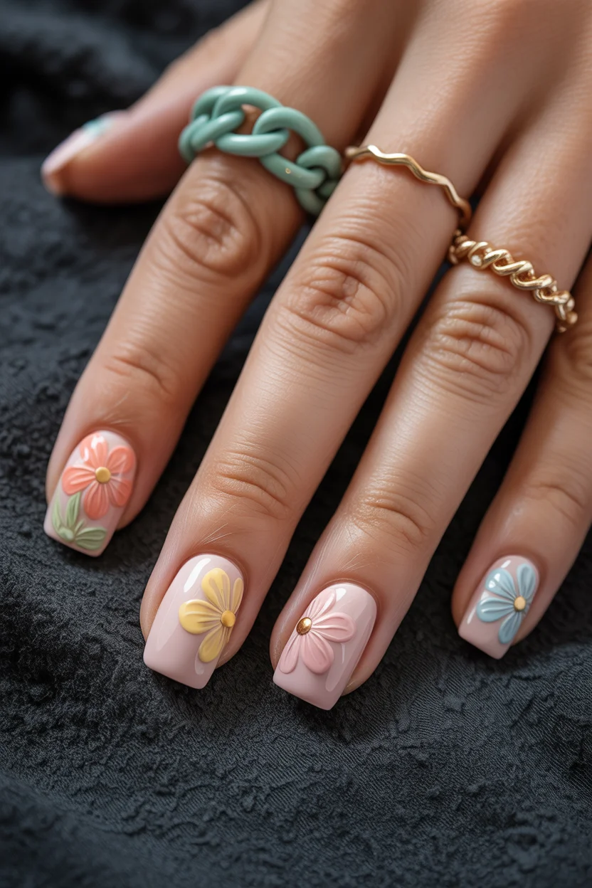 best spring nails square ideas 2026 pastel pink statement square