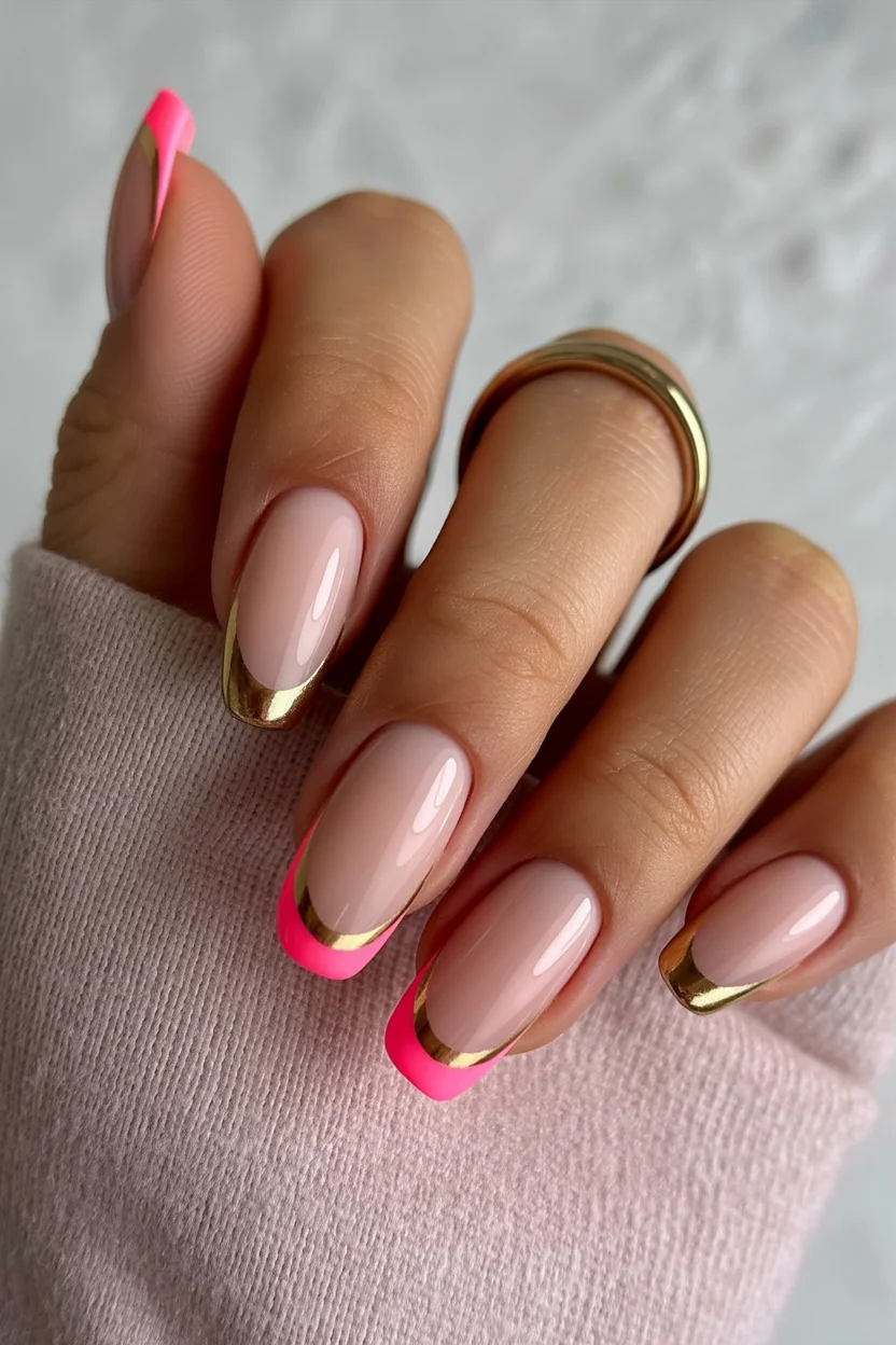 stylish spring hot pink nails 2026 elegant french design