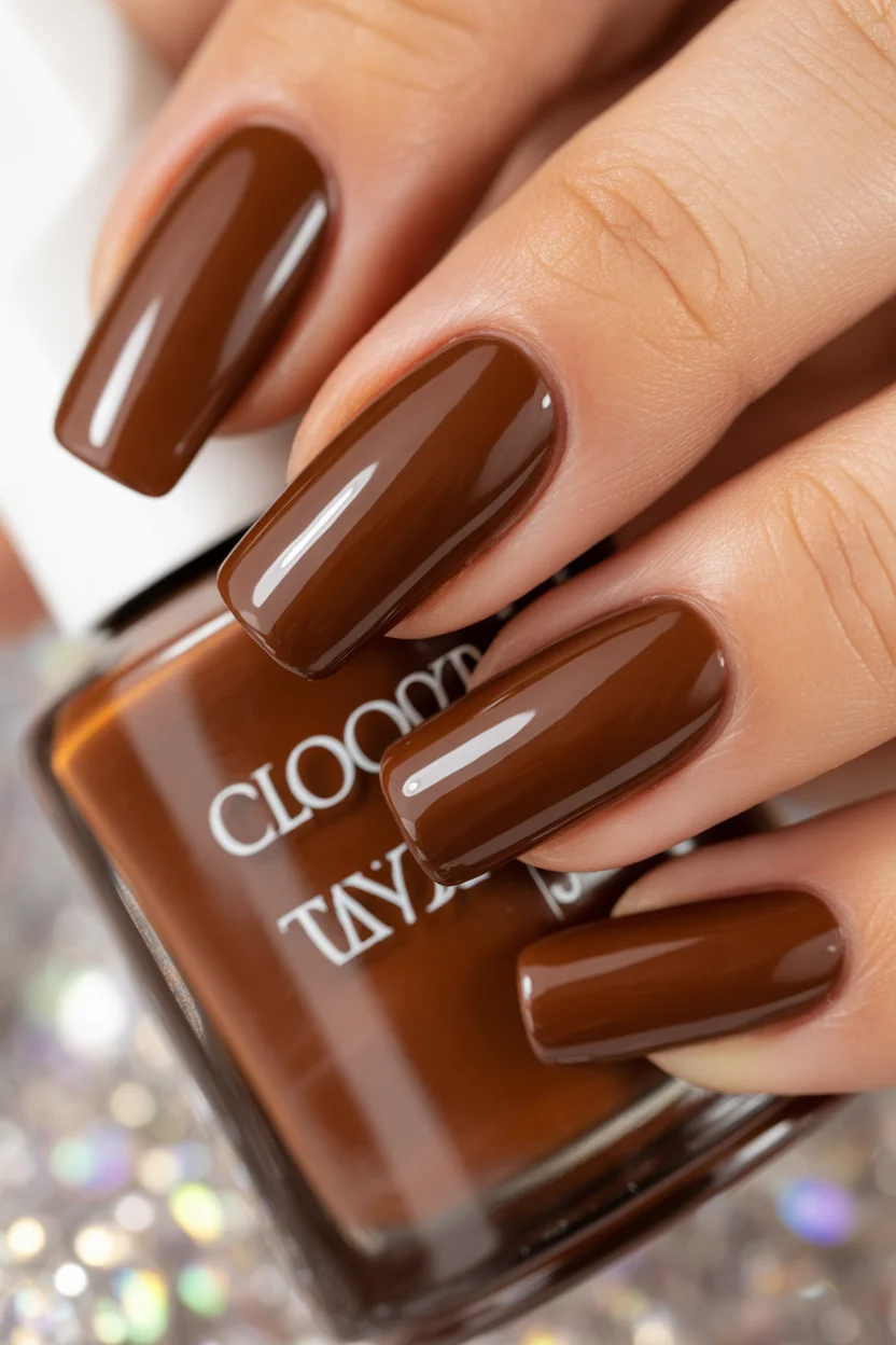 stylish spring nails for brown skin 2026 Rich Chocolate Gloss 11