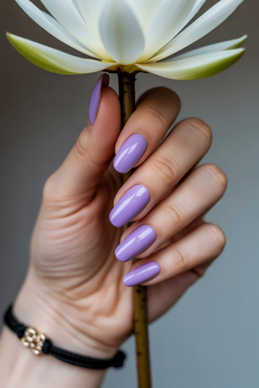 stylish spring nails for pale skin 2026 Glossy Lilac Simplicity - 13