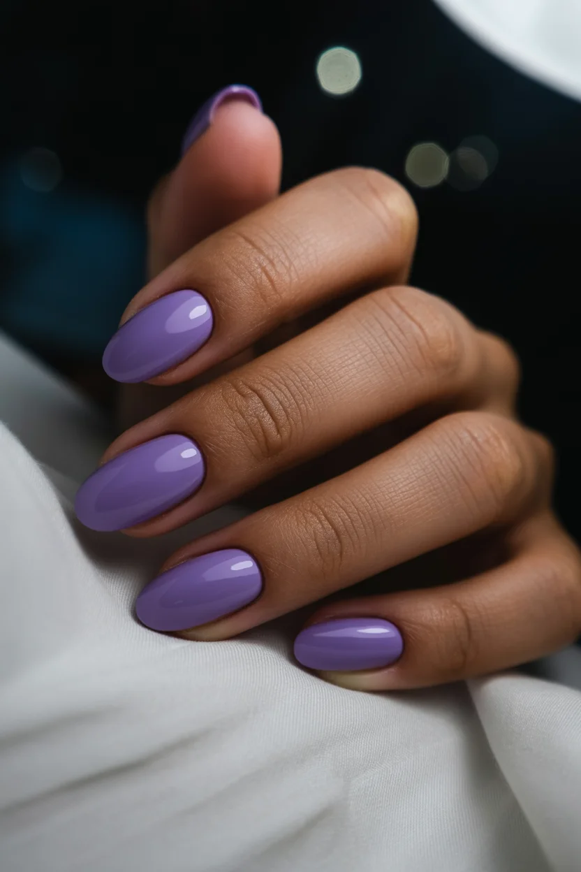 stylish spring nails for pale skin 2026 Glossy Violet Almond - 17