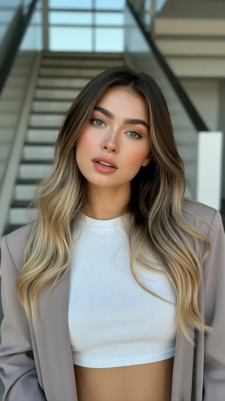 stylish spring ombre hair color 2026 cool beige cascade 16