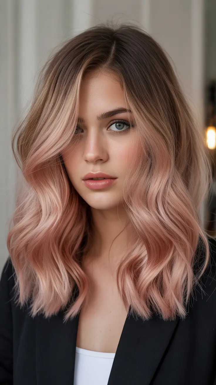 stylish spring ombre hair color 2026 muted peach ombre 9