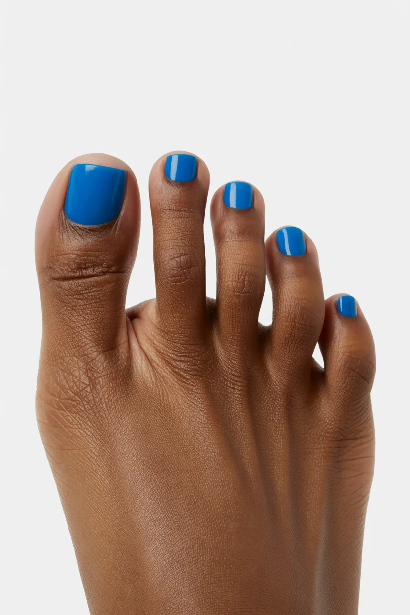 stylish spring toe nail color 2026 cobalt blue pedicure 19