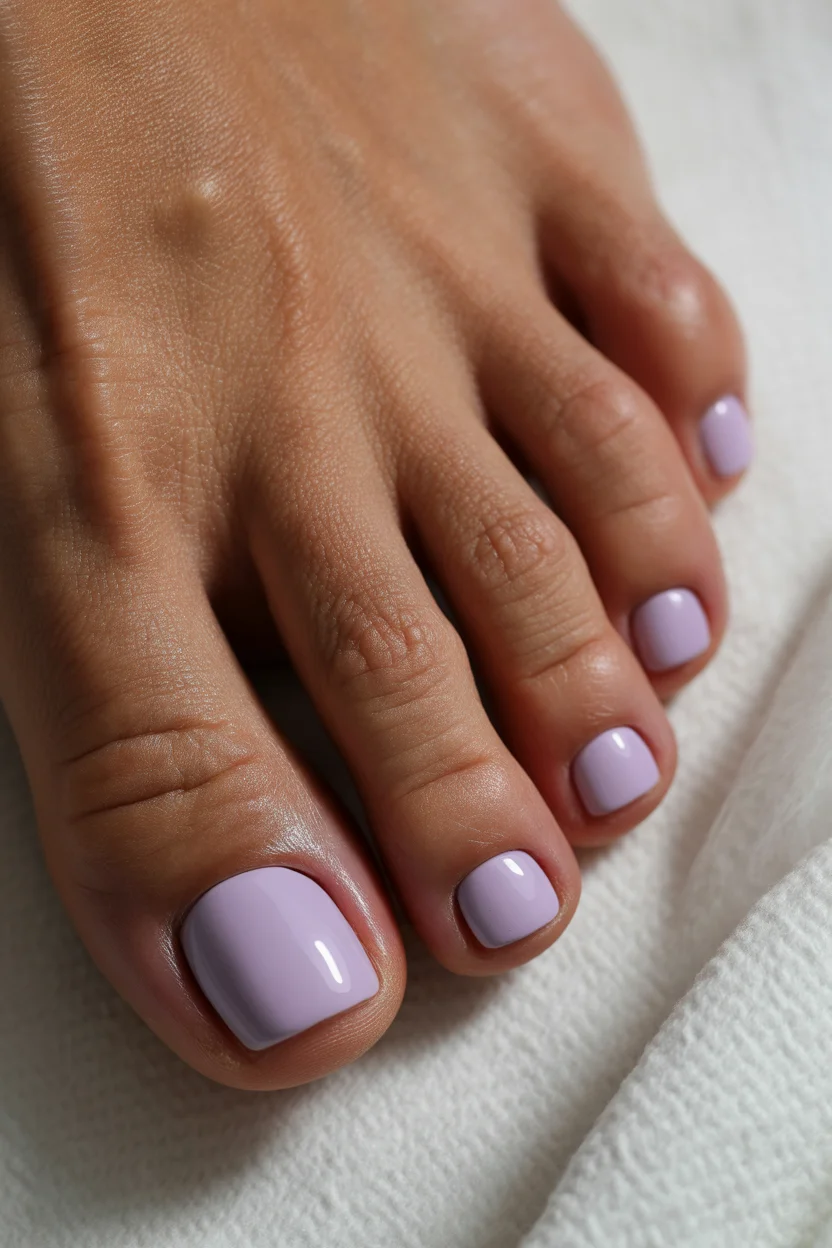 stylish spring toe nail color 2026 soft lilac pedicure 6