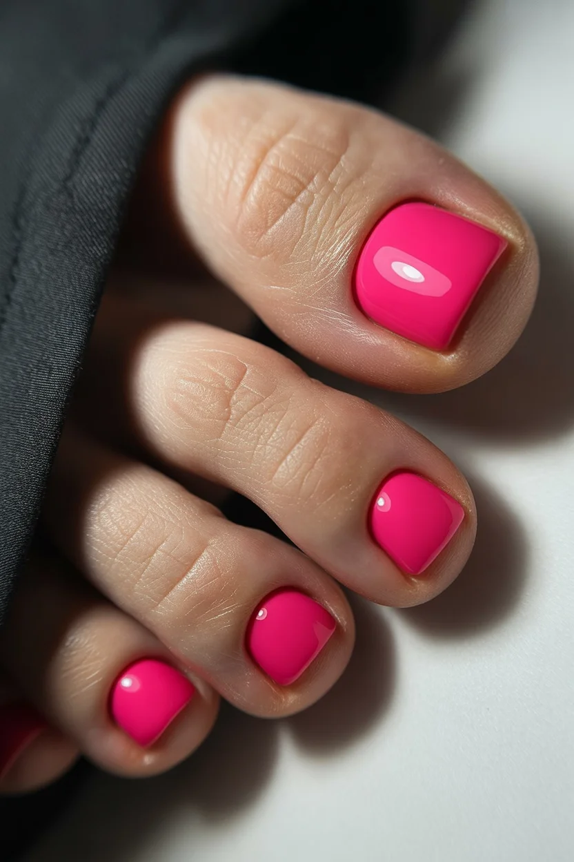 stylish spring toe nails 2026 neon pink pedicure