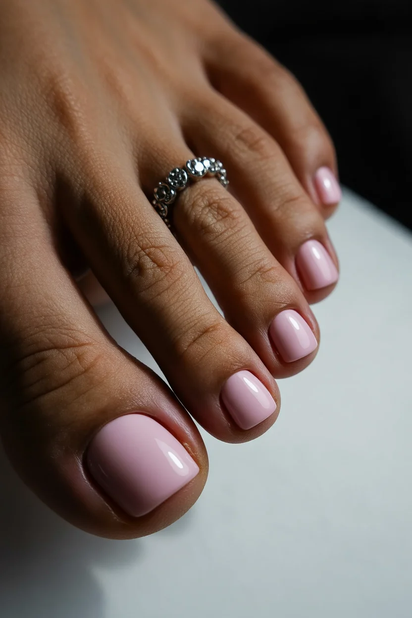 stylish spring toe nails 2026 baby pink pedicure