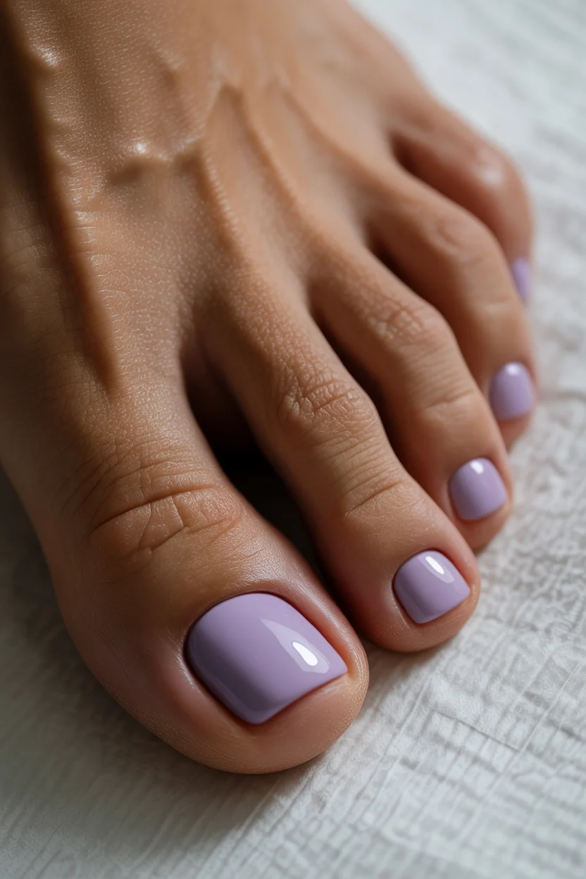 stylish spring toe nails 2026 milky lilac pedicure