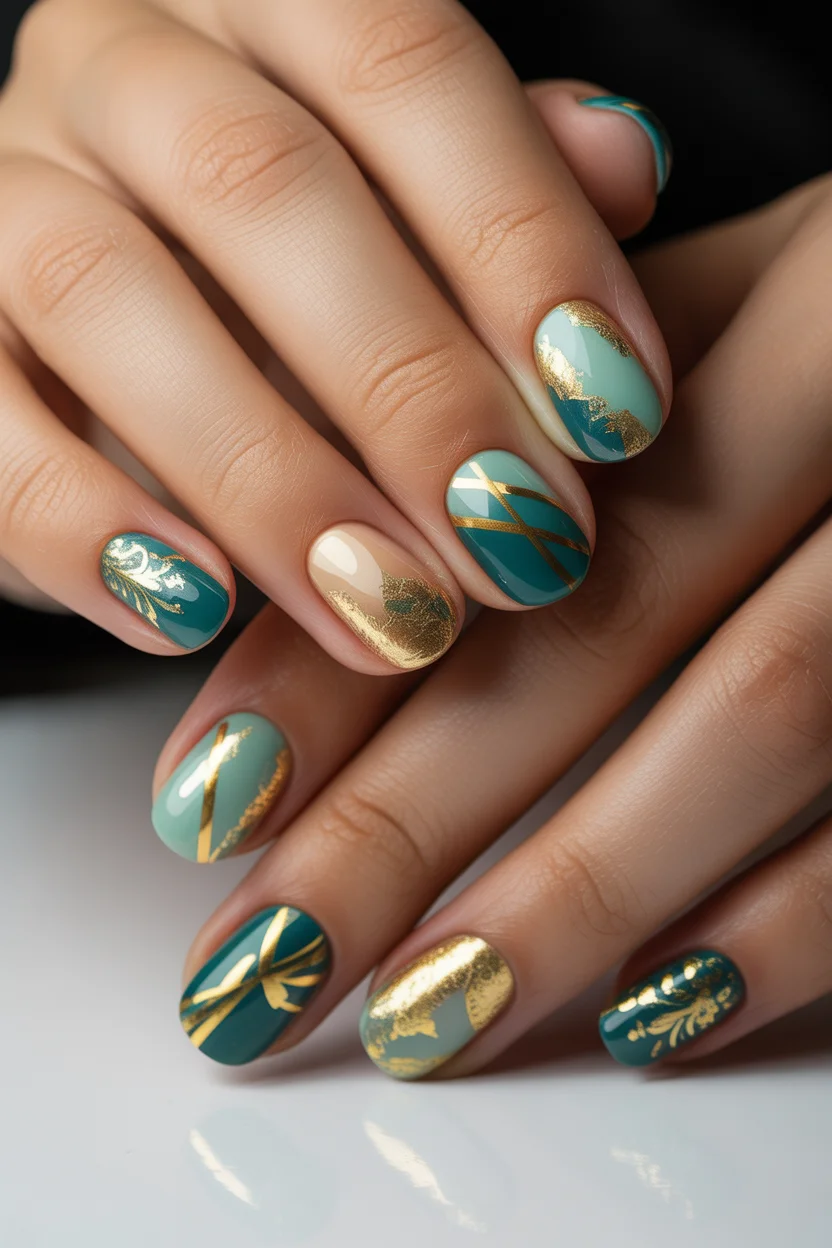 summer nail inspo 2026 Delicate Botanical Nails with Glass Effect