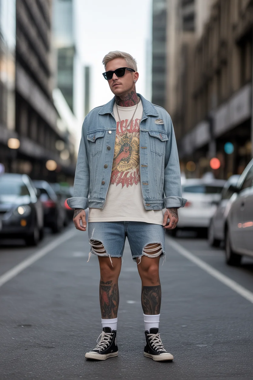 summer outfits fort men 2026 Urban Denim Revival With Edge